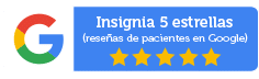 Google nos otorgó insignia 5 estrellas a partir de las revisiones/testimonios de nuestros pacientes.